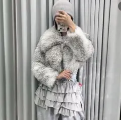 kitty 大阪 grey short fur coat