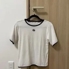 ホワイトリブ編み半袖Tシャツ
