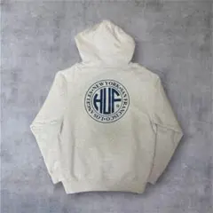 HUF グレー　パーカー　スウェット　裏起毛　ビッグロゴ　サイズLのサムネイル