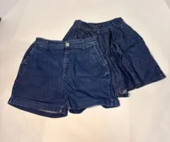 デニムショートパンツ 2枚セット GU150(キュロット) & レディースM