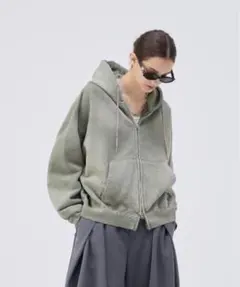 soerte ソエルテ ヘビーウェイトダブルジップフーディー オリーブ サイズ1