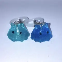 ハンドメイドアクセサリー アンブレラマーカー 空色 メンダコ 2匹セット