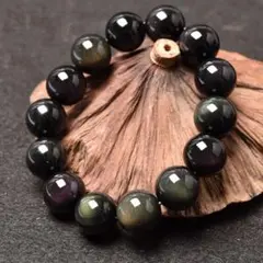 レインボーオブシディアン☆天然石 ブレスレット パワーストーン 数珠 黒曜石