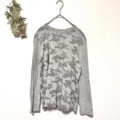adidas アディダス｜迷彩柄 長袖ロンT｜ロゴ刺繍｜コットン100% ｜S｜