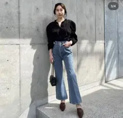 Powantolune highwest denim flare pants M