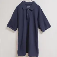 無印良品 鹿の子編み 半袖ポロシャツ ネイビー M