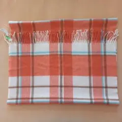 オレンジけいチェック柄 マフラー　クリーニング済み　※製品タグ無し