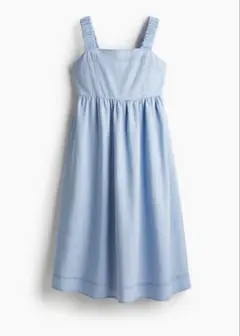 ライトブルー デニムキャミワンピース フリルストラップ