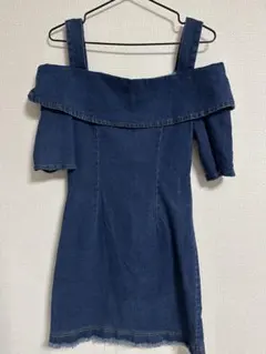 キャバドレス　デニムオフショルダーミニワンピース
