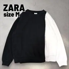 訳アリ ZARA ザラ トレーナー 白黒 スウェット バイカラー モノクロ M