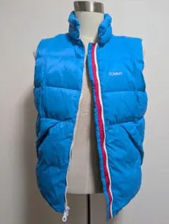 希少90s旧ロゴ トミーヒルフィガー ダウンベスト XL 水色 ビッグジップのサムネイル