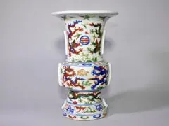 萬暦赤絵龍の図双耳瓶 明時代 花瓶 - メルカリ