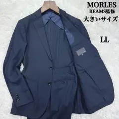 【大きいサイズ】モアレス チェック柄 セットアップスーツLL ビームス ネイビー