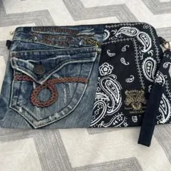 RED PEPPER デニム ペイズリー クラッチバッグ　ハンドメイド