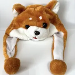 【ハウステンボス】柴犬デザイン フリース帽子 ボンボン付き