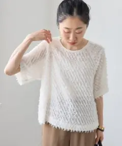 le.coeur blanc♡ジャガードハーフスリーブブラウスのサムネイル