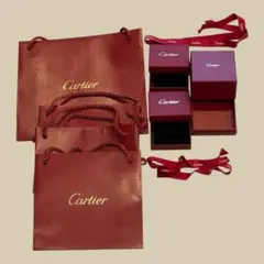 Cartier カルティエ　ショップ紙袋4枚 空箱3個 リボン付ギフトセット