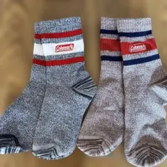 Coleman キッズ靴下 ストライプ グレー/ブラウン　　15-20センチ