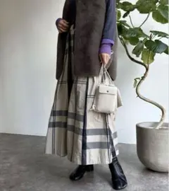 DOUDOU BIGチェックスカート　フレア　ロング　PS