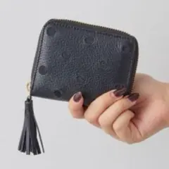 【美品】perche ear別注ドット柄　ミニ　ジャバラ折り財布　黒のサムネイル