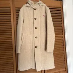 ダントン ウールモッサ ロングコート フード 2way ロゴ ベージュ