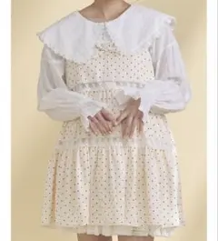 メリージェニー merry jenny ドットレースフリルカラーブラウス