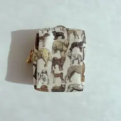 犬柄 ミニサイズ ボックスポーチ イヤフォンケース