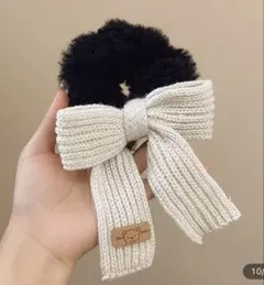 新品 ホワイトリボン付きヘアゴム