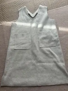 値下げ！Vネック ジャンパースカート ポケット付き くすみカラー着丈80身幅48