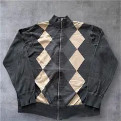 DOCKERS ダイヤモンド柄 カーディガン ジップニットカーディガン L