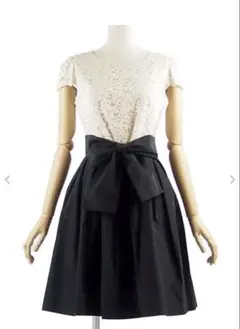 【希少美品】ストロベイリーフィールズ　アイボリーｘ黒　切替ワンピース　レース