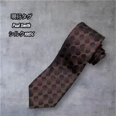 【現行タグ】Paul Smith シルク100% チェック柄ドット　ネクタイ