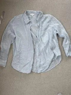 リネン ライトブルー 長袖シャツ XL