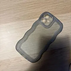 iPhone12mini用ケース ウェーブデザイン クリアグレー
