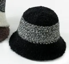 レディース ニット帽 帽子 バケット ハット ボア 黒 お買得 残りわずか！