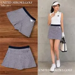 【美品】ユナイテッドアローズゴルフ キュロットパンツ 総柄 パープル Lのサムネイル