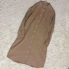 無印良品　リネン　スタンドカラー　シャツワンピース　Sサイズ
