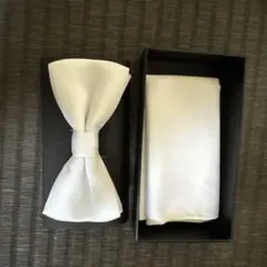ホワイト ボウタイ ポケットチーフ セット