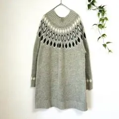 isoLaine ニットワンピース Ｍゆったり 杢グレー チュニック