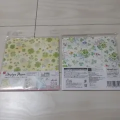 両面デザインペーパー　クローバー柄　２つ
