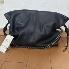 YECCA VECCA 2wayチェーンギャザーバッグ ブラック