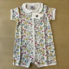 プチバトー　ロンパース　ショートオール　ピコレース