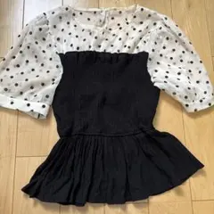 GRL ドット柄 半袖ブラウス M