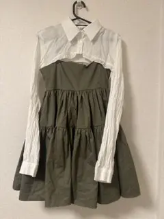 ショートシャツ付きキャミティアードワンピース　新品タグ付き