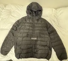 micro fake down half zip hooded pullover