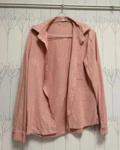 長袖シャツ Mサイズ　濃いピンク　麻