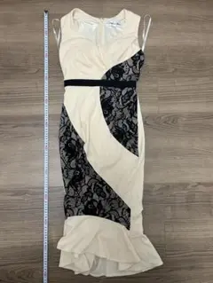 Vanessa Heart ベージュと黒のレースドレス Sサイズ