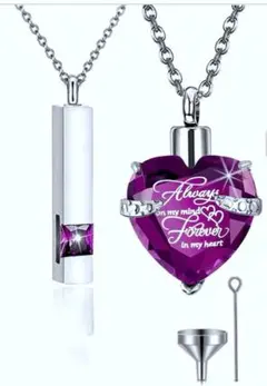 愛犬 愛猫 家族 ペット メモリアル ペンダント 2点 遺灰 毛 ハート 新品