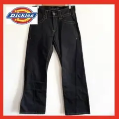 【希少】dickies ワークパンツ　ステッチ　ロゴ　ブラック　黒　66cm