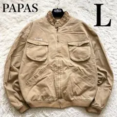 希少✨L✨パパス スウィングトップ 胸元ロゴ チェック ベージュ ブルゾン